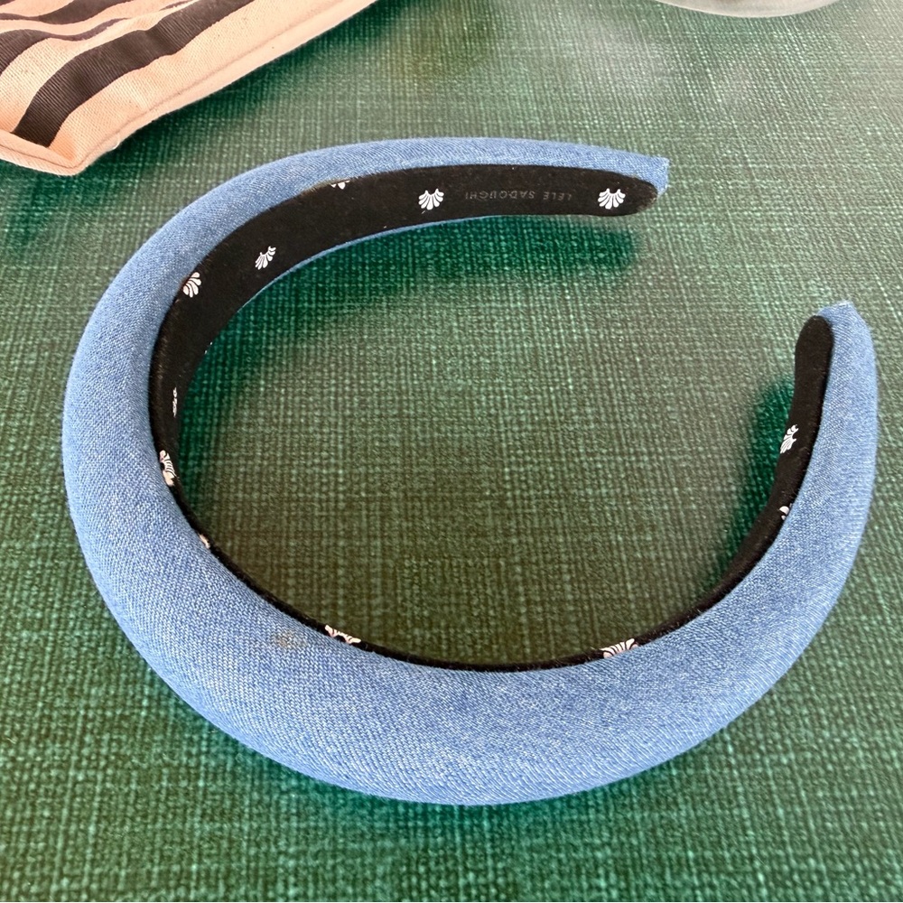 Lele Sadoughi light denim padded headband.